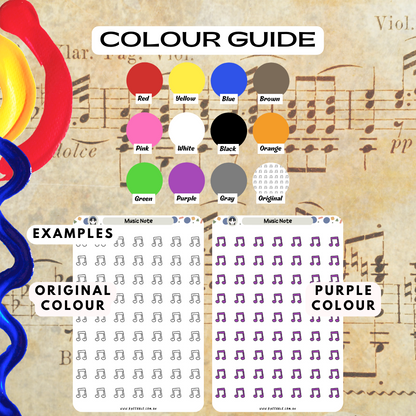 Colour Guide Kneebble Planner Stickers Music Note