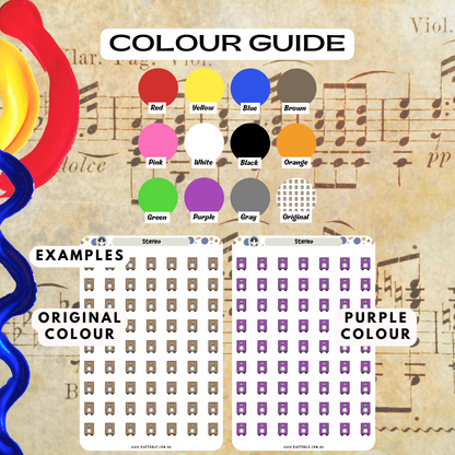 Colour Guide Kneebble Planner Stickers Music Stereo