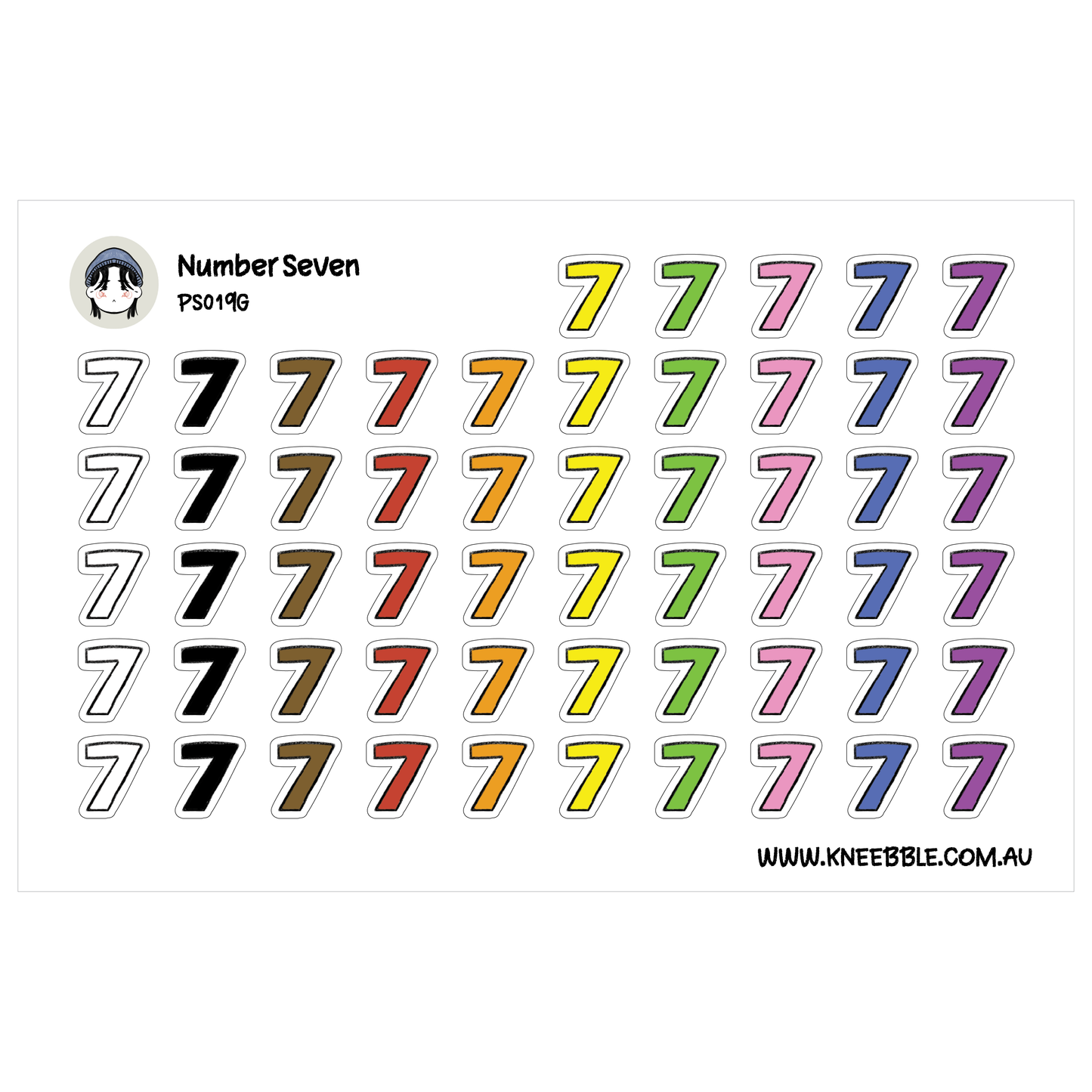 Calendar Planner Stickers - Number Seven Labels | Monthly Organizer Decals