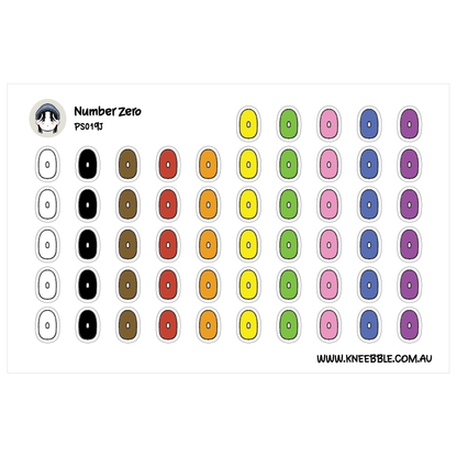 Calendar Planner Stickers - Number Zero Labels | Monthly Organizer Decals