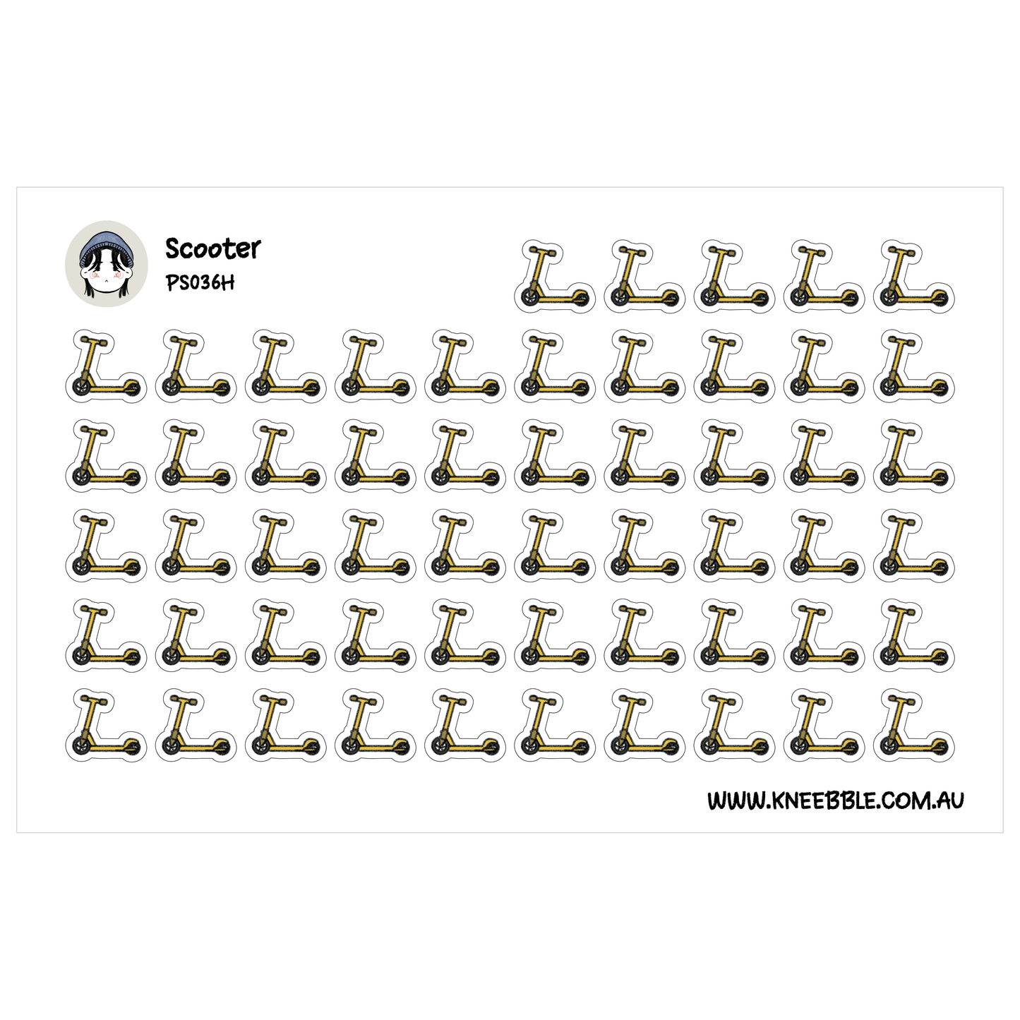 Scooter Planner Stickers – Cute Mini Icon Stickers for Travel, Errands, or Commuting for Journals & Calendars