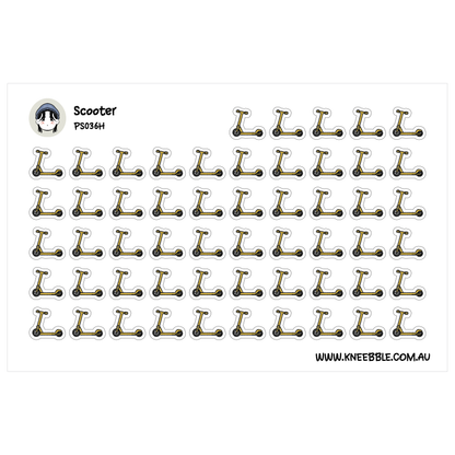 Scooter Planner Stickers – Cute Mini Icon Stickers for Travel, Errands, or Commuting for Journals & Calendars