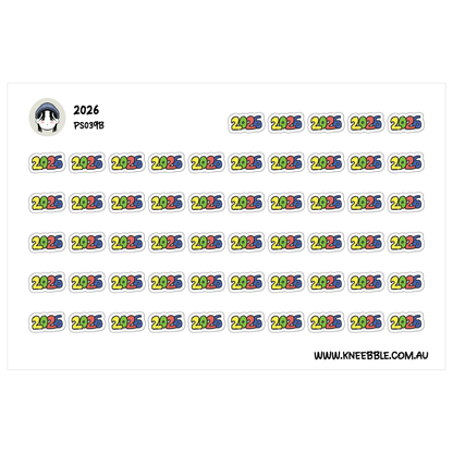2026 Planner Stickers - Decorative Bubble Text Set for Goal Setting & Organization