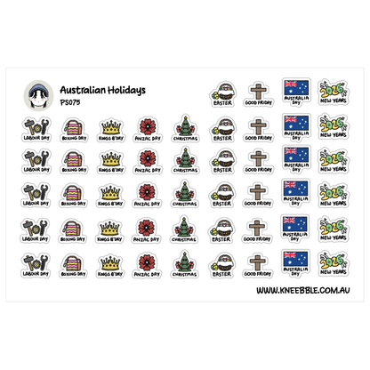 Australia Holiday Planner Stickers - 2026 Public Holiday Tracking Labels