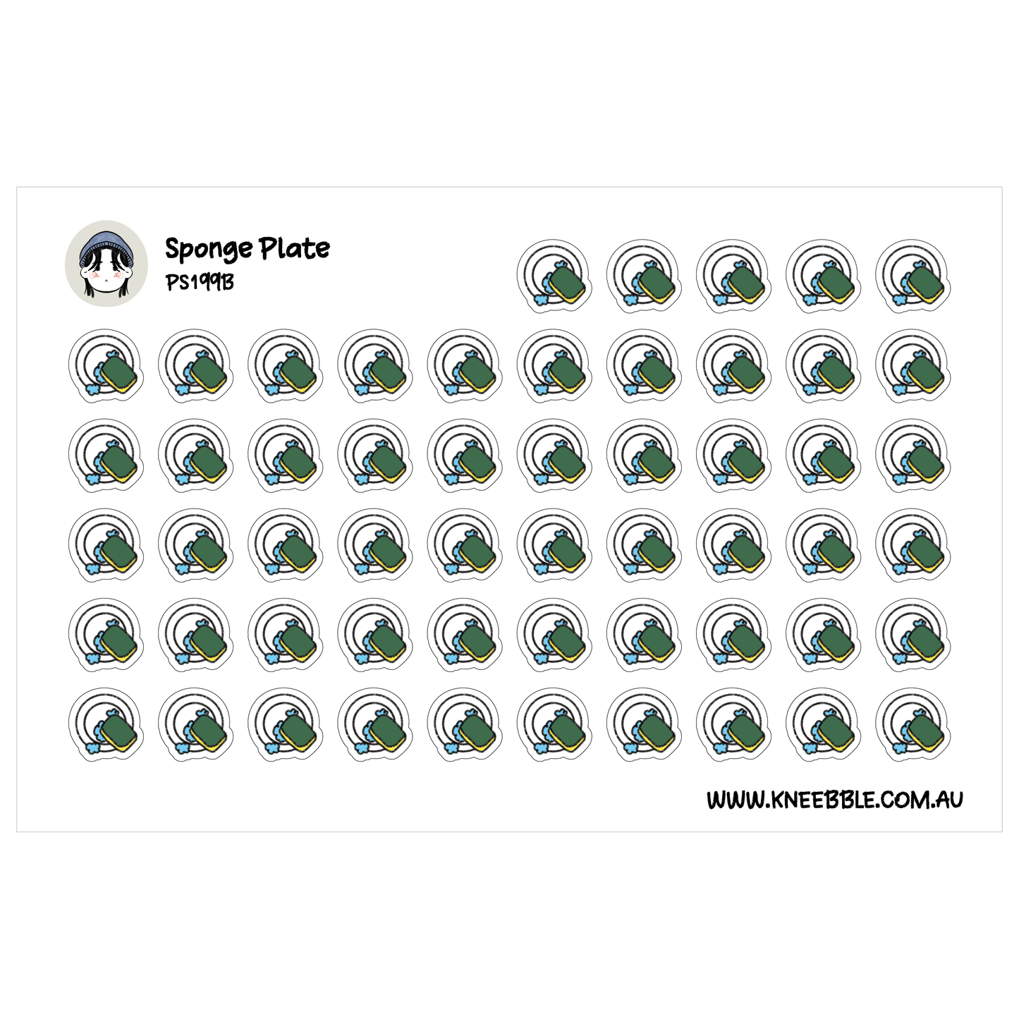 Sponge and Plate Planner Stickers - Kitchen Chore, Dishwashing and Household Task Icons