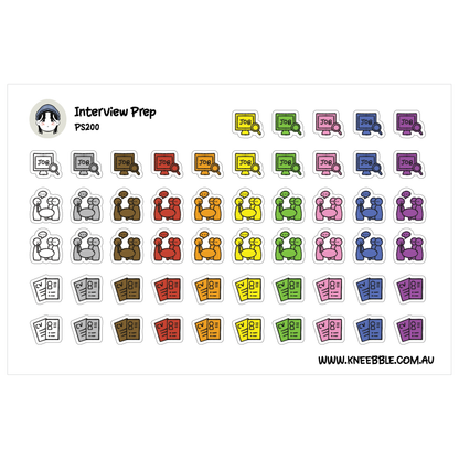 Interview Prep Planner Stickers - Job Search, Resume and Cover Letter Stickers for Career Planning, Applications and Productivity Tracking
