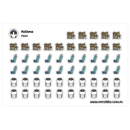 Asthma Planner Stickers - Breathe Easy Health Stickers - Inhaler, Air Purifier, Refill Reminder Stickers for Medical and Wellness Planners