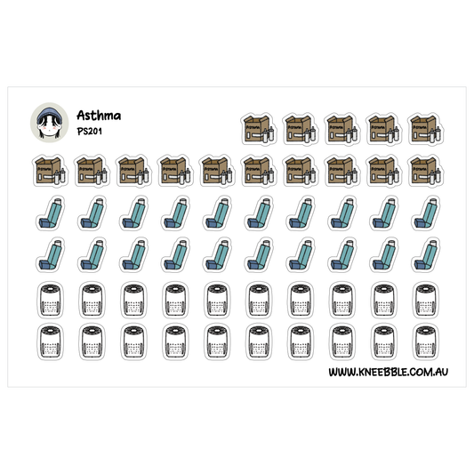 Asthma Planner Stickers - Breathe Easy Health Stickers - Inhaler, Air Purifier, Refill Reminder Stickers for Medical and Wellness Planners
