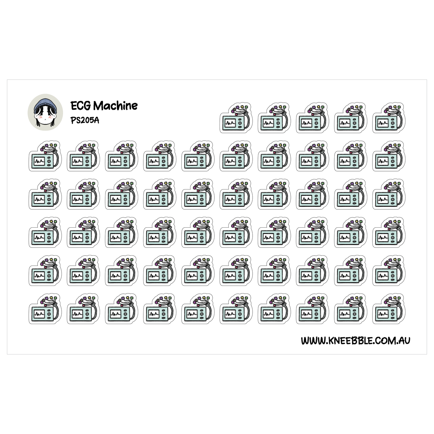 ECG Monitor Machine Planner Stickers - Heart Cardiology Stickers