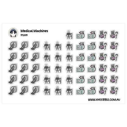 Medical Machine Stickers - ECG, MRI, Ultrasound, X-Ray - Hospital and Diagnostic Equipment Sticker Sheet for Planners Journals