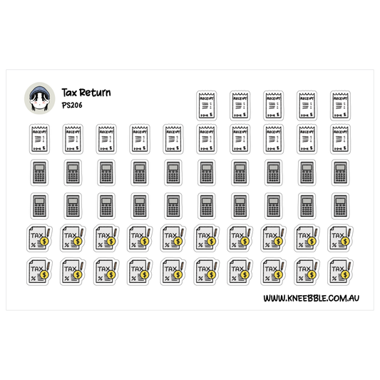 Tax Return Planner Stickers - Receipt, Calculator and Reporting Icons - Finance Budget Stickers