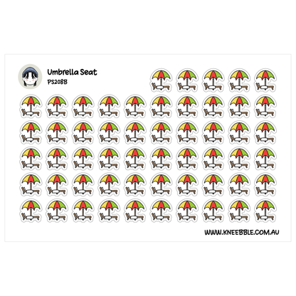 Beach Umbrella Lounge Chair Planner Stickers - Vacation Summer Icons