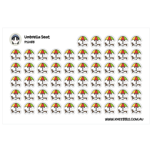 Beach Umbrella Lounge Chair Planner Stickers - Vacation Summer Icons