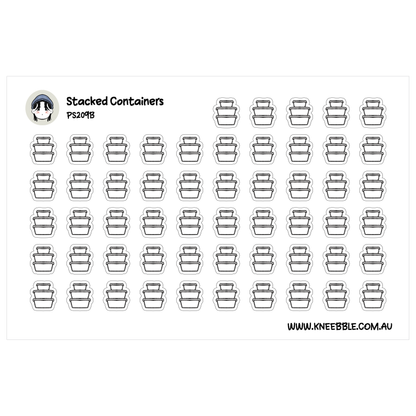 Stacked Containers Planner Stickers - Meal Prep Food Storage Icons