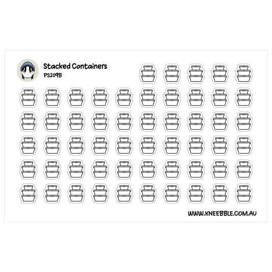 Stacked Containers Planner Stickers - Meal Prep Food Storage Icons