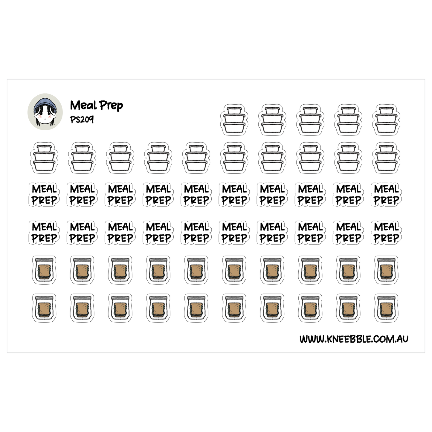 Meal Prep Day Stickers - Functional Planner for Kitchen Icons – Containers and Lunch Bags
