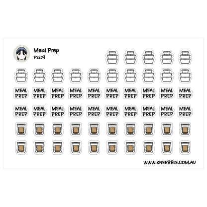 Meal Prep Day Stickers - Functional Planner for Kitchen Icons – Containers and Lunch Bags