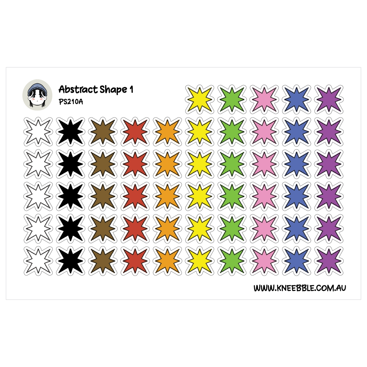 Spiky Geometric Shape Planner Stickers - Minimalist Abstract Icons