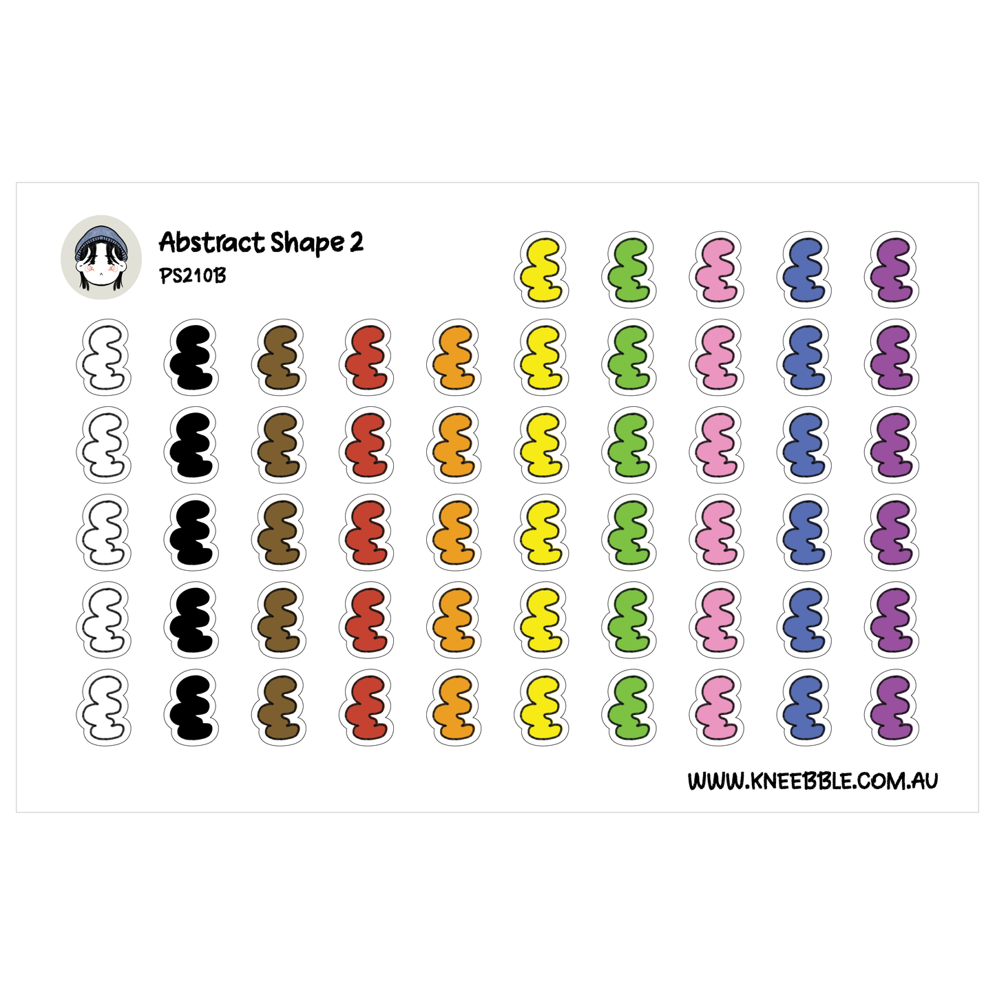 Swirl Geometric Shape Planner Stickers - Minimalist Abstract Icons