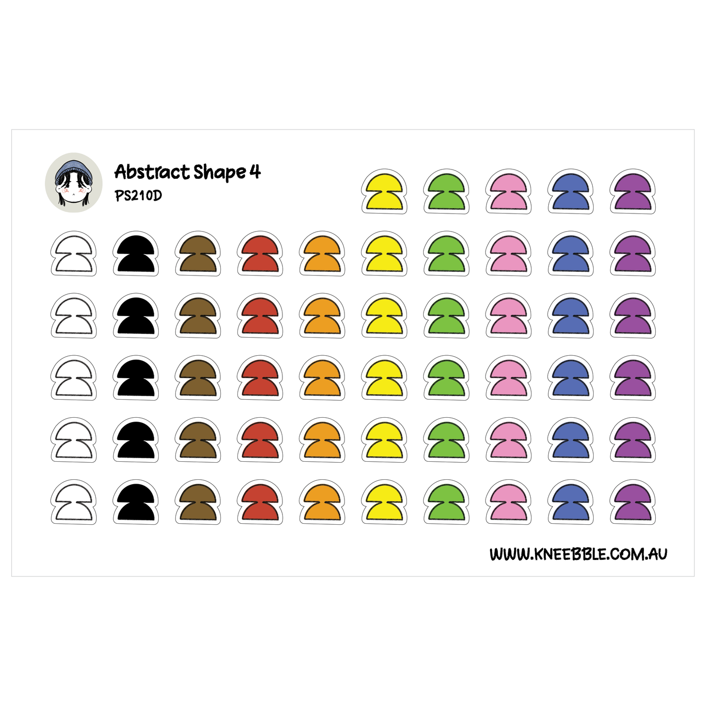 Semi Circle Geometric Shape Planner Stickers - Minimalist Abstract Icons