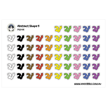 Long Swirl Geometric Shape Planner Stickers - Minimalist Abstract Icons