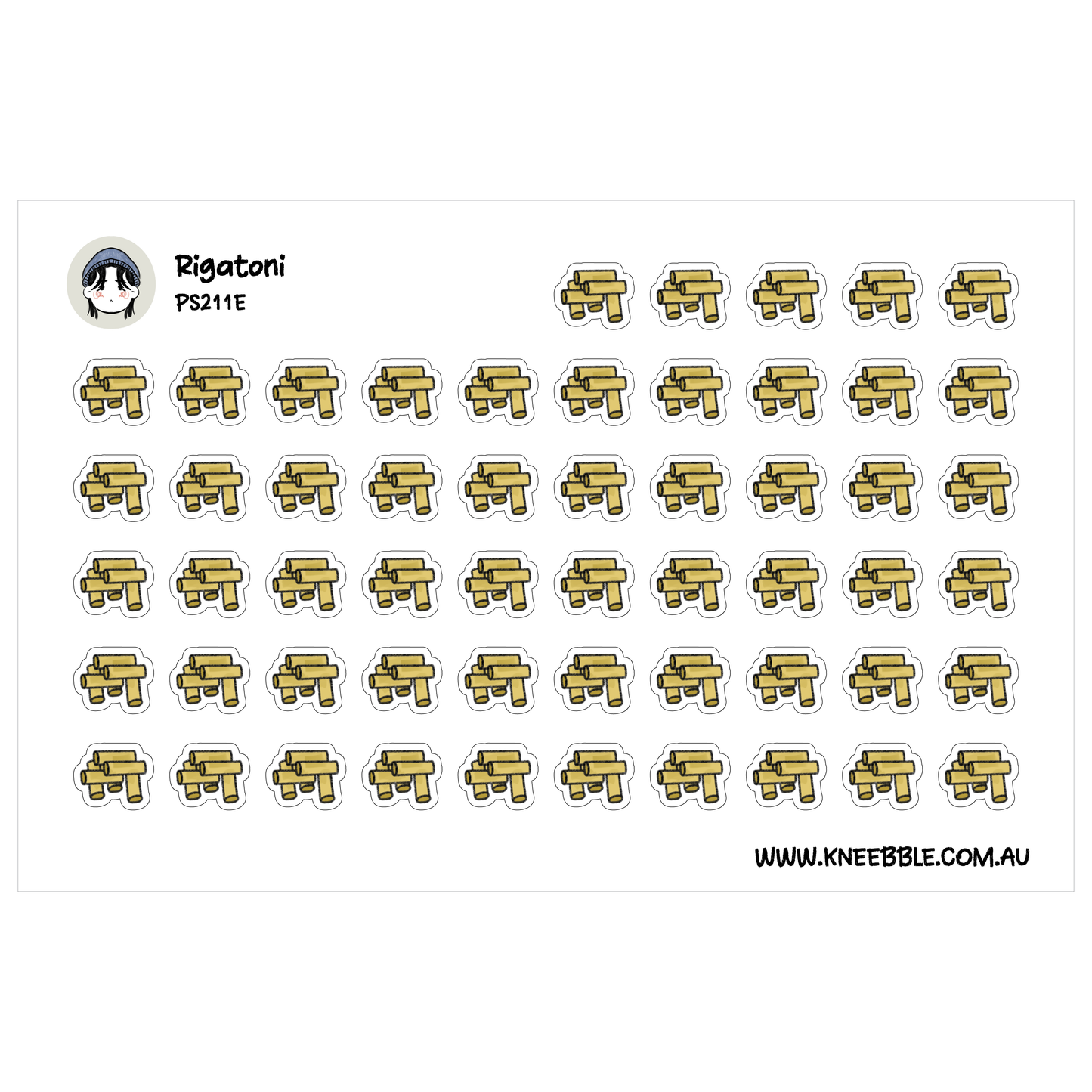 Rigatoni Shape Pasta Planner Stickers - Italian Food Cuisine