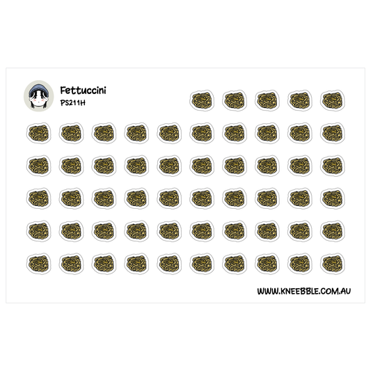 Fettuccini Shape Pasta Planner Stickers - Italian Food Cuisine