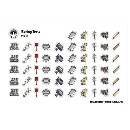 Baking Tool Icon Planner Stickers - Mixer, Bowl, Measuring Tools for Kitchen Utensil Meal Prep