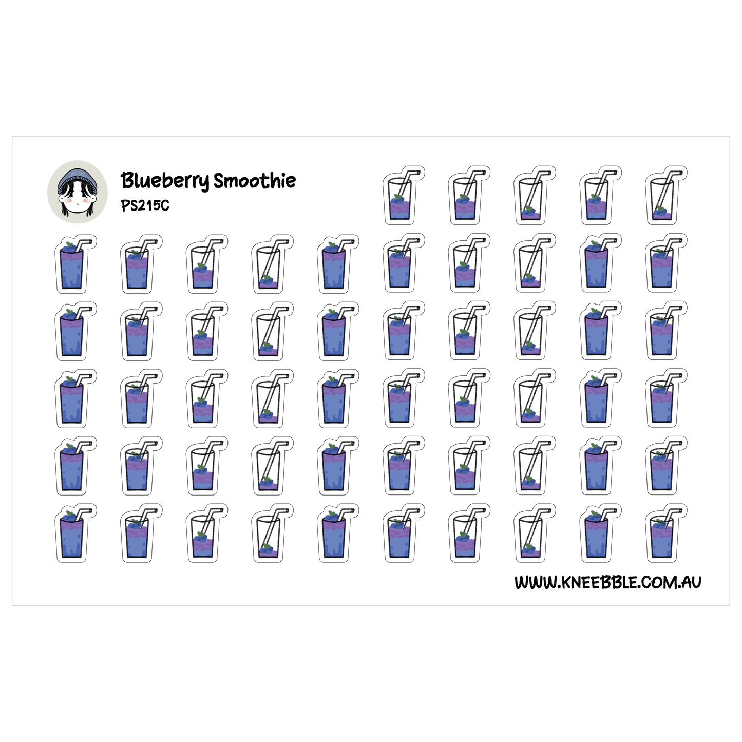 Blueberry Smoothie Progress Tracker Stickers - Food Drink Fun Icons