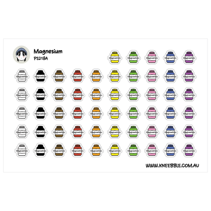 Magnesium Supplement Stickers - Planner Icons Mineral Health Tracker
