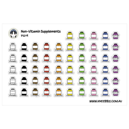 Non Vitamin Supplement Stickers - Planner Icons Health Tracker Intake