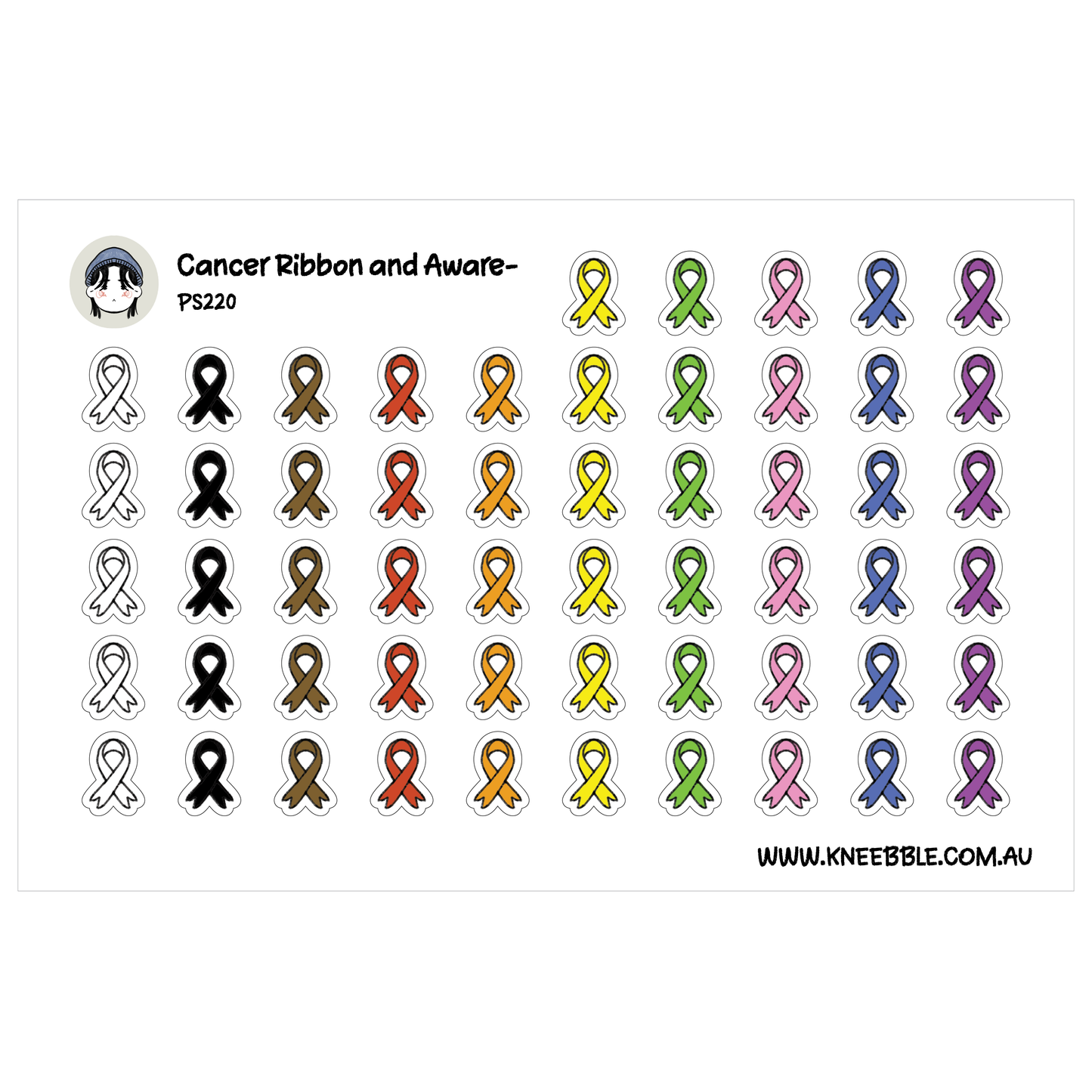 Ribbon Cancer Awareness Planner Stickers - Survivor Support Icon Labels