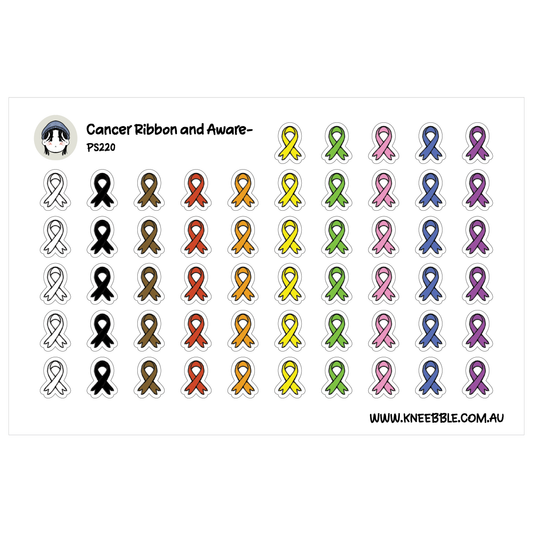 Ribbon Cancer Awareness Planner Stickers - Survivor Support Icon Labels