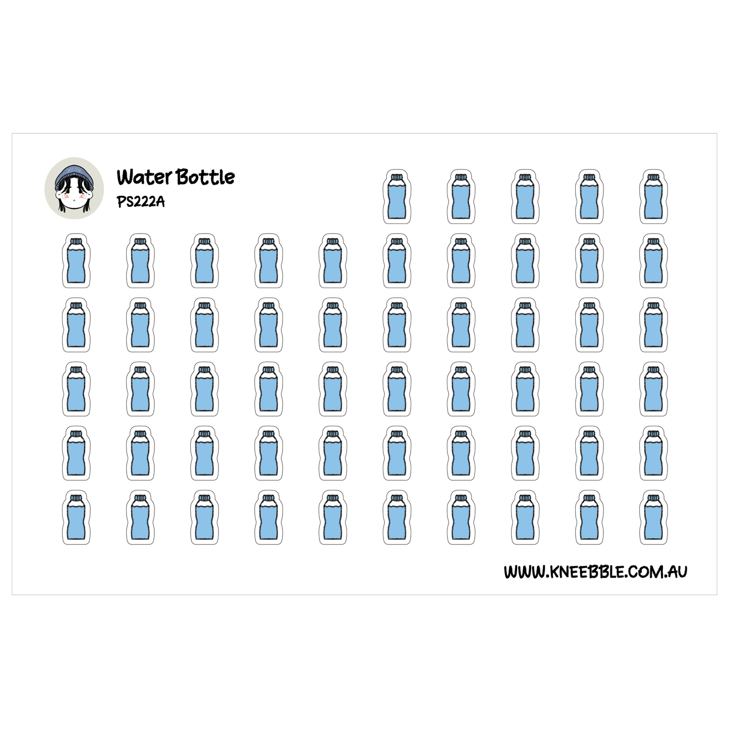 Water Bottle Planner Stickers - Wellness and Hydration Icons