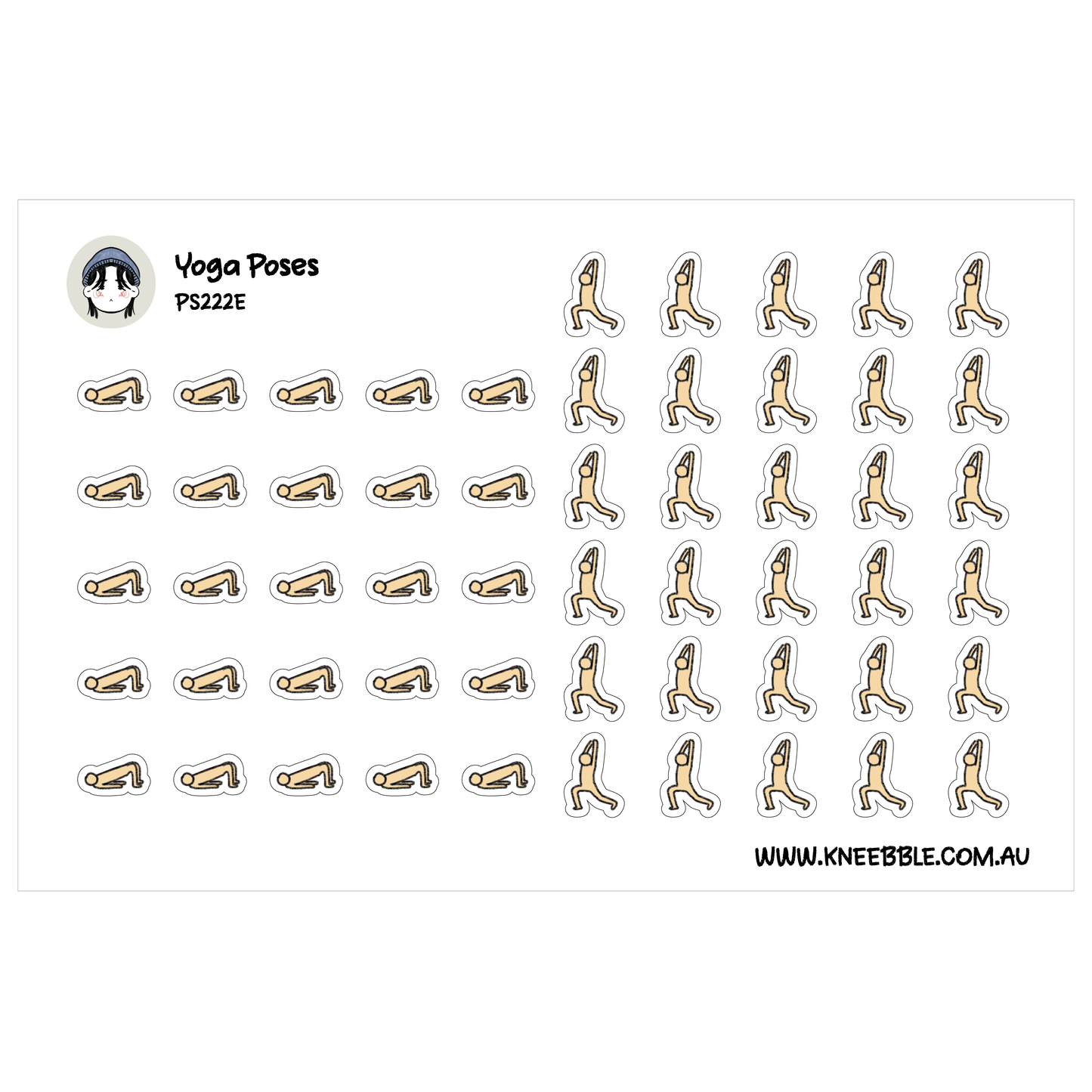 Yoga Poses Planner Stickers - Wellness and Fitness Icons
