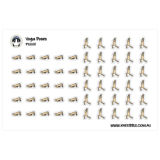 Yoga Poses Planner Stickers - Wellness and Fitness Icons