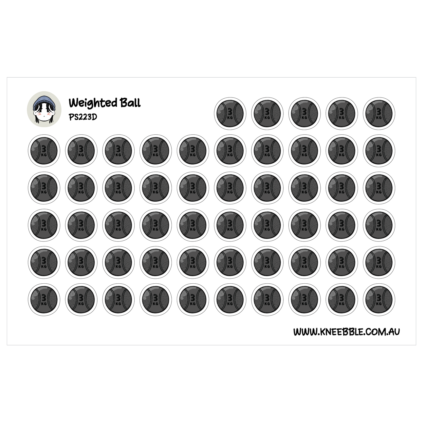 Weighted Ball Planner Stickers - Exercise Strength Icons