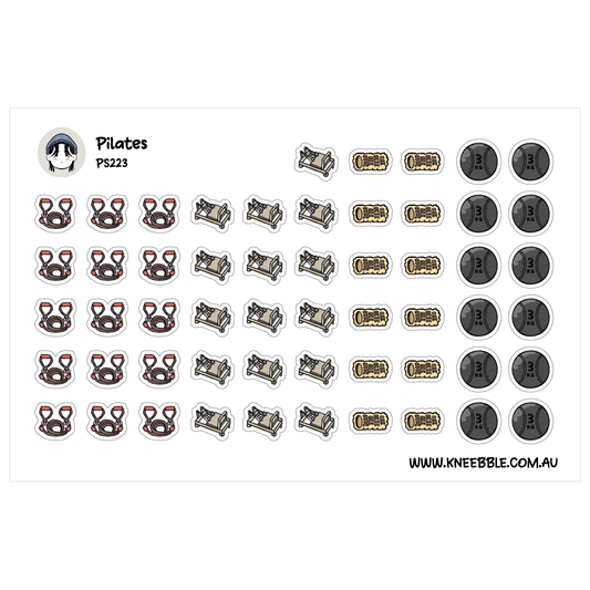 Pilates Workout Planner Stickers - Gym Fitness Tracker Icons