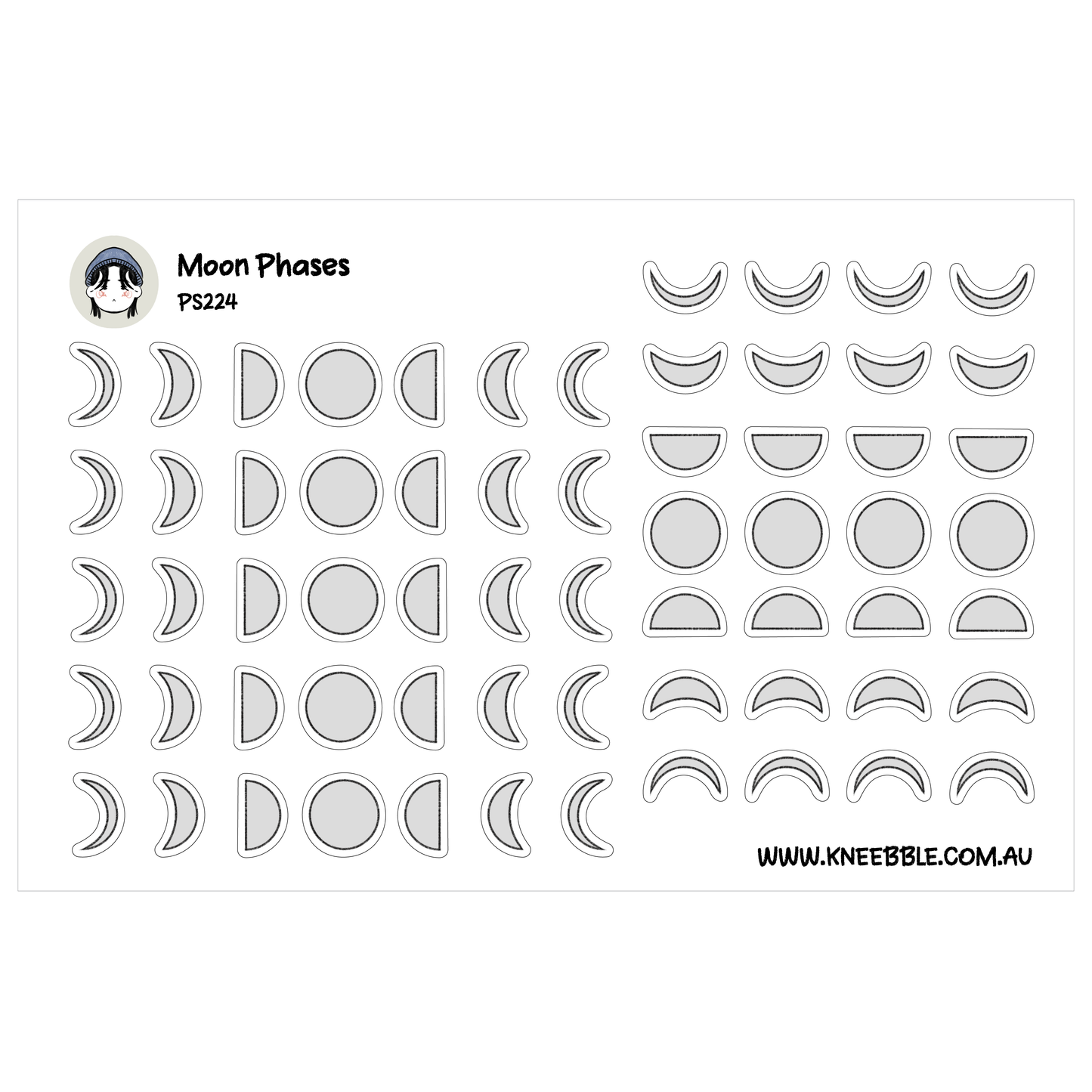 Moon Phases Planner Stickers - Lunar and Celestial Icons