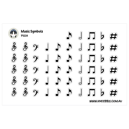 Music Symbols Planner Stickers - Treble Clef and Notes