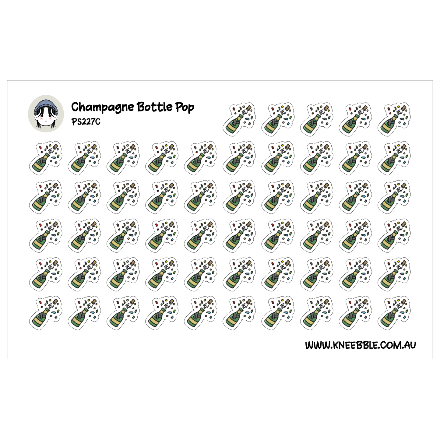 Champagne Bottle Pop Stickers - Party & Celebration Planner Stickers