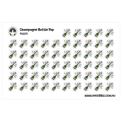 Champagne Bottle Pop Stickers - Party & Celebration Planner Stickers
