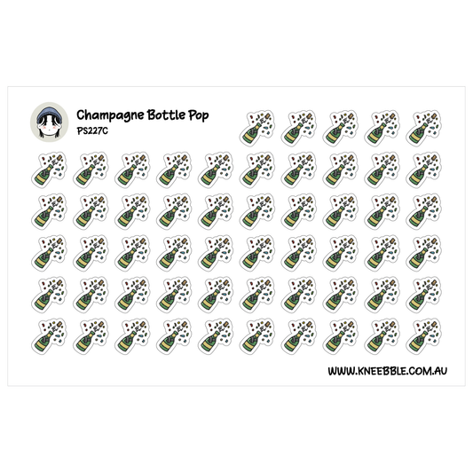 Champagne Bottle Pop Stickers - Party & Celebration Planner Stickers