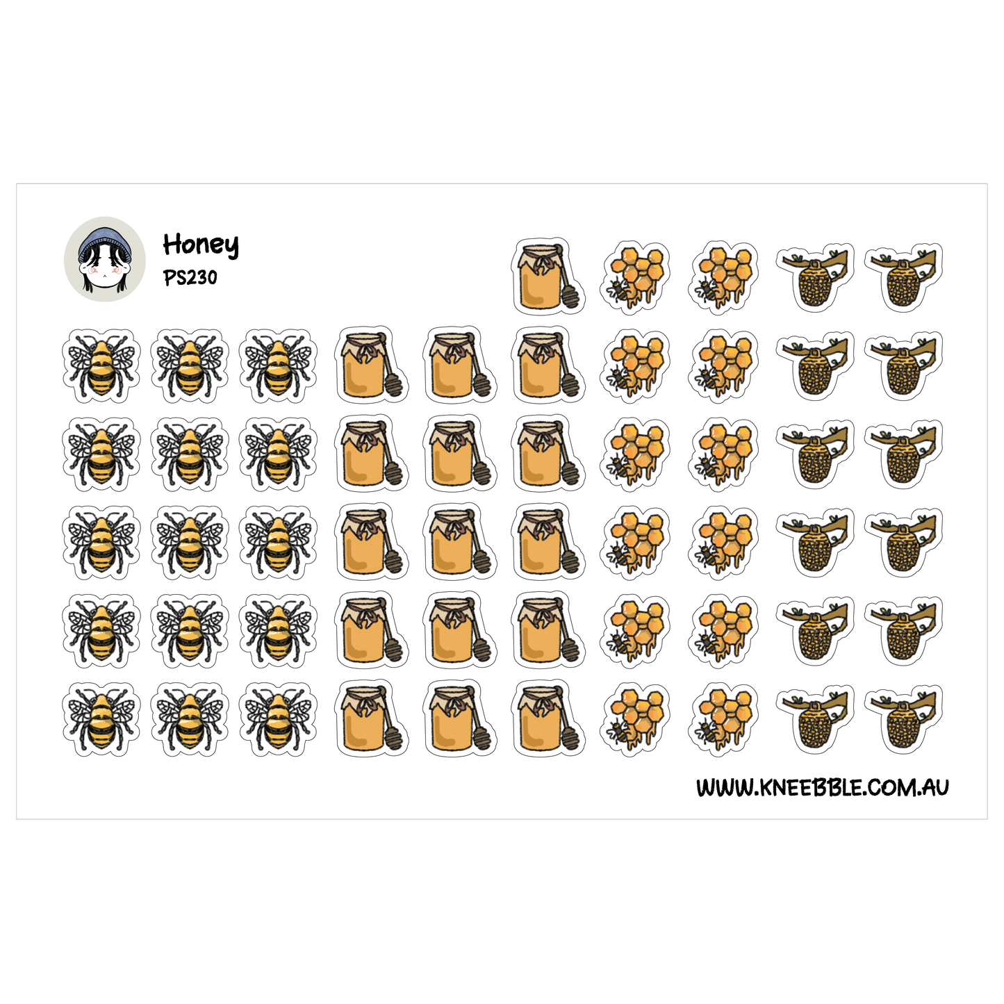 Honey Bee Planner Stickers - Honeycomb & Beehive Sticker Sheet