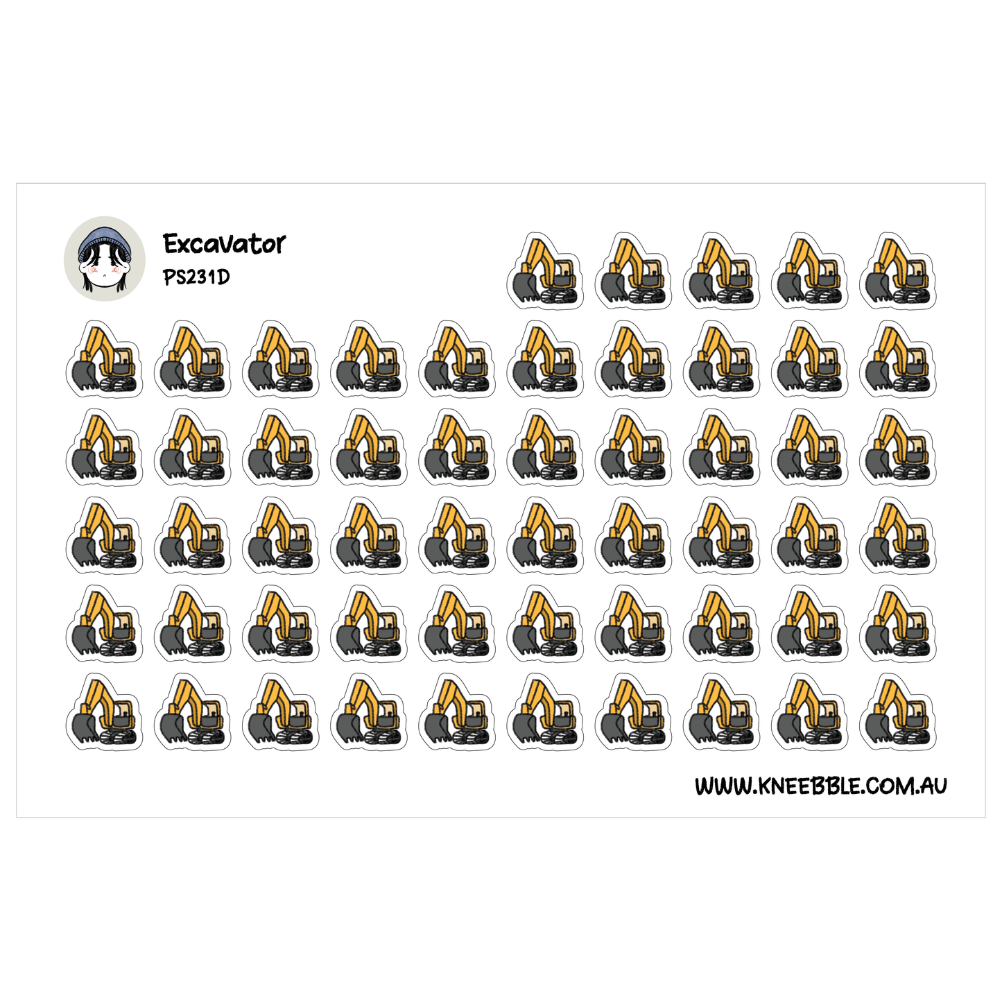 Excavator Machine Work Planner Stickers