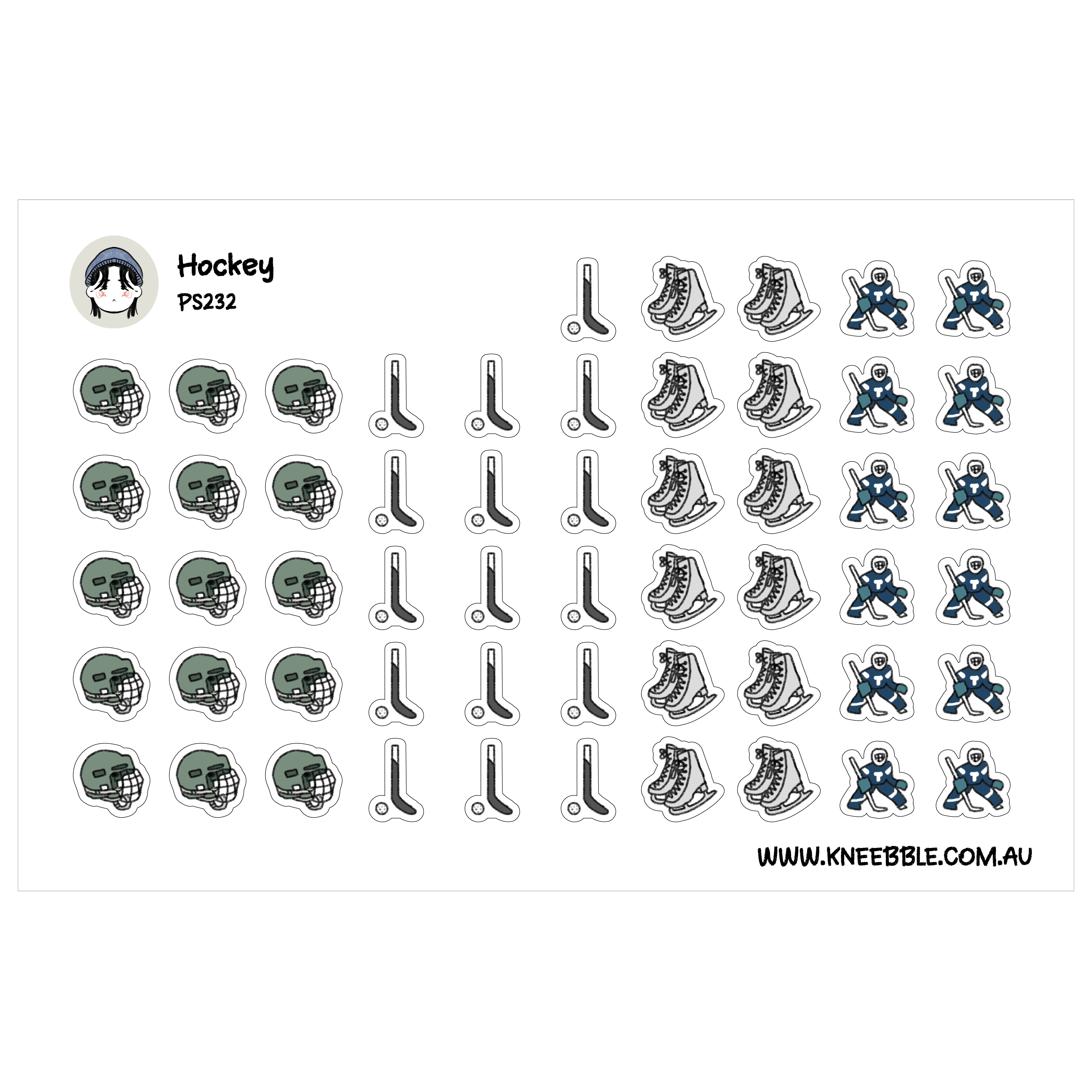 Ice Hockey Sport Stickers - Planner Stickers with Skates, Helmet & Goa ...