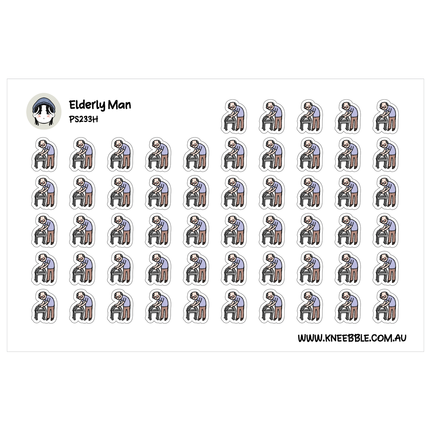 Elderly Old Man Male Planner Stickers - Family People Icons