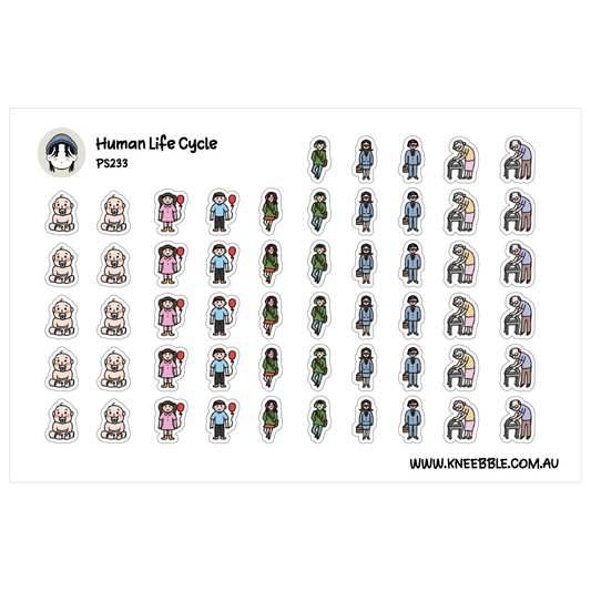 Life Cycle Planner Stickers - Baby, Teenager, Adult & Elderly Family Human People Icons