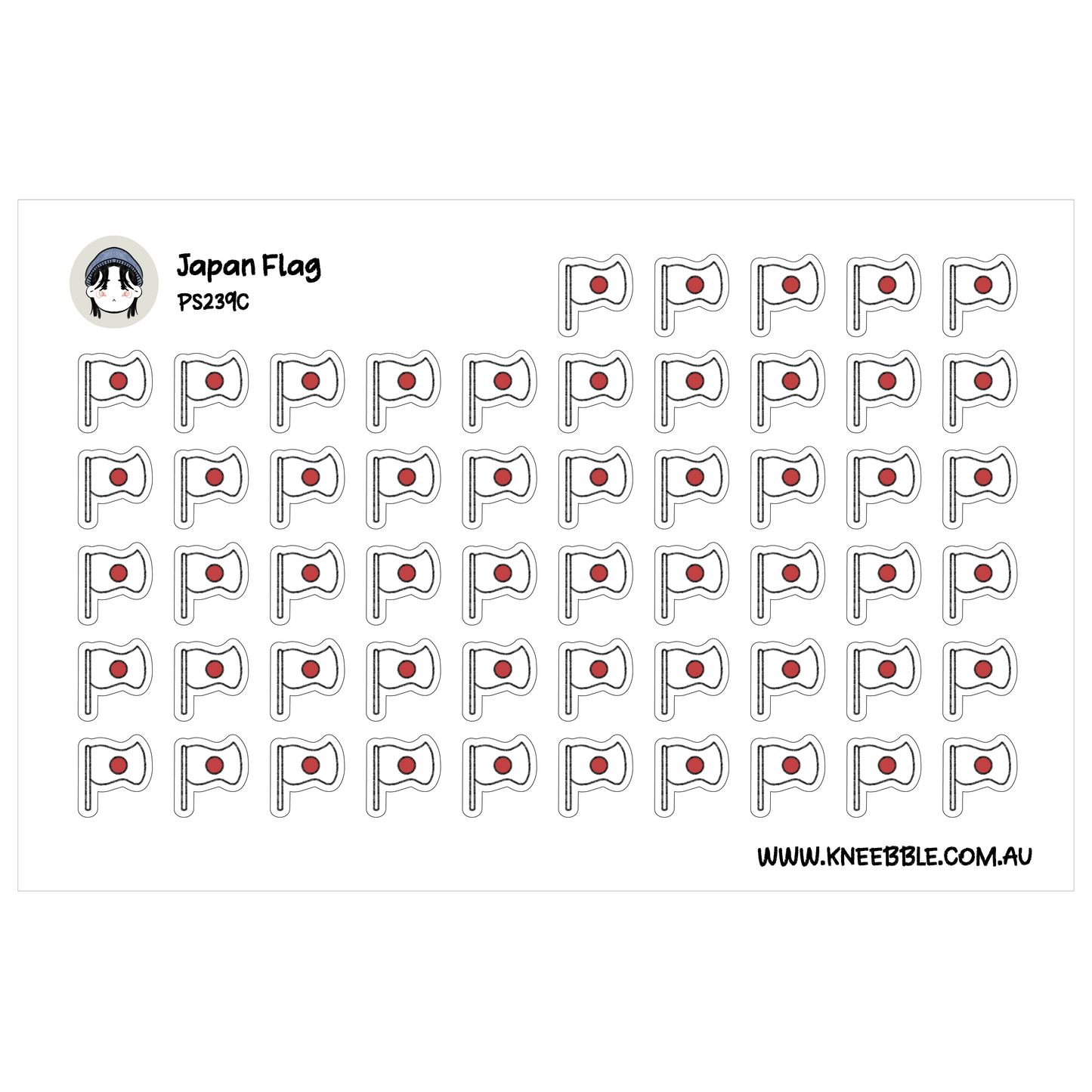 Japan Flag Country Planner Stickers