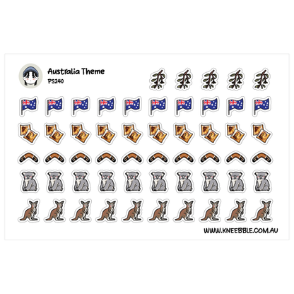 Australia Planner Stickers - Koala, Kangaroo, Boomerang, Eucalyptus, Toast, Flag Icons
